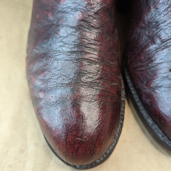 Lucchese Boots men's size 8D Exotic Genuine Black Cherry Smooth Ostrich classic - Picture 4 of 12